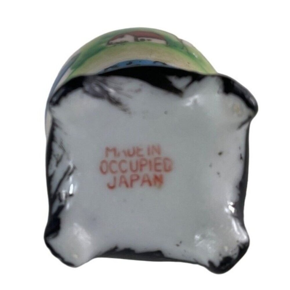 Vintage Occupied Japan Miniature Footed Porcelain Bud Vase Urn Country Scene - Picture 7 of 11